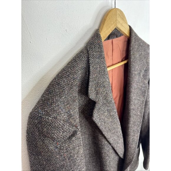 Harris Tweed Blazer Men’s 44 Brown Speckled Wool Jacket Sears Scotland VTG - Picture 3 of 9